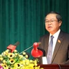Đại tướng Đỗ Bá Tỵ, Ủy viên Trung ương Đảng, Phó Chủ tịch Quốc hội phát biểu. (Nguồn: Phan Tuấn Anh/TTXVN)
