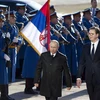 Tổng thống Nga Vladimir Putin (trái) và người đồng cấp Serbia Aleksandar Vucic. (Nguồn: The National Herald)