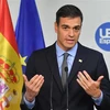 Thủ tướng Tây Ban Nha Pedro Sanchez tại cuộc họp báo ở Brussels ngày 25/11. (Ảnh: AFP/TTXVN)