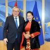 Chủ tịch Quốc hội Nguyễn Thị Kim Ngân hội kiến Chủ tịch Ủy ban châu Âu Jean-Claude Juncker. (Nguồn: Trọng Đức/TTXVN)