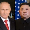 Tổng thống Nga Vladimir Putin (trái) và Nhà lãnh đạo Triều Tiên Kim Jong-un. (Nguồn: AFP/TTXVN)