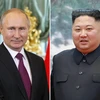 Tổng thống Nga Vladimir Putin (trái) và Nhà lãnh đạo Triều Tiên Kim Jong-un. (Nguồn: AFP/TTXVN)