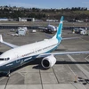 Máy bay Boeing 737 MAX 7 trưng bày tại nhà máy của Boeing ở Seattle, Washington, Mỹ. (Ảnh: AFP/TTXVN)