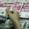 Kiểm đồng USD (phía trước) và đồng nhân dân tệ tại một ngân hàng ở Hoài Bắc, tỉnh An Huy, Trung Quốc. (Nguồn: AFP/TTXVN)