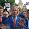 Lãnh đạo Đảng Độc lập Liên hiệp Anh (UKIP) Nigel Farage phát biểu trong cuộc họp báo sau kết quả cuộc trưng cầu ý dân ở London. (Nguồn: AFP/TTXVN)