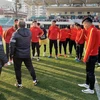 Đội U23 tập luyện tại miền Nam Hàn Quốc. (Ảnh: Mạnh Hùng/TTXVN)