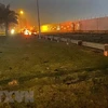 Xe ôtô bốc cháy sau vụ không kích do Mỹ tiến hành tại sân bay quốc tế thủ đô Baghdad, Iraq, ngày 3/1/2020. (Nguồn: AFP/TTXVN)