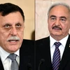 Thủ tướng Chính phủ Đoàn kết dân tộc (GNA) của Libya Fayez al-Sarraj (phải) và Tướng Khalifa Hafta lãnh đạo lực lượng tự xưng Quân đội Quốc gia Libya (LNA). (Ảnh: AFP/TTXVN)