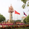 Quang cảnh Đài Hữu nghị Việt Nam-Campuchia tỉnh Kampong Cham. (Ảnh: Vũ Hùng/TTXVN)