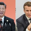 Chủ tịch Trung Quốc Tập Cận Bình (phải) và Tổng thống Phép Emmanuel Macron. (Ảnh: China Plus)