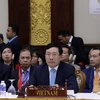 Phó Thủ tướng, Bộ trưởng Ngoại giao Phạm Bình Minh tại cuộc họp. (Ảnh: Phạm Kiên/TTXVN)