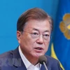 Tổng thống Hàn Quốc Moon Jae-in phát biểu trong cuộc họp tại Seoul. (Ảnh: Yonhap/TTXVN)