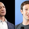 Giám đốc điều hành (CEO) của hãng bán lẻ trực tuyến Amazon.com Inc Jeff Bezos (trái) và CEO của công ty công nghệ Facebook Inc Mark Zuckerberg. (Ảnh: Bylionaryo)