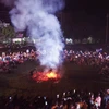 Lễ hội nhảy lửa của người Pà Thẻn ở Hà Giang. (Ảnh: Vietnam+)