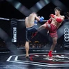 Võ sỹ Nguyễn Trần Duy Nhất đánh bại đối thủ Nguyễn Tiến Long tại sự kiện MMA Lion Championship 2022. (Ảnh: CTV/Vietnam+) 