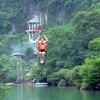 Hệ thống zip-line Sông Chày-Hang Tối thuộc Vườn Quốc gia Phong Nha-Kẻ Bàng. (Ảnh: Võ Thành-Thành Huế/Vietnam+) 