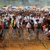 Nhảy sạp - một hoạt động văn hóa thú vị của người Thái. (Ảnh: Nguyễn Thủy/TTXVN)