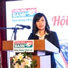 Bà Trần Tuấn Anh, thành viên Hội đồng quản trị, kiêm Tổng Giám đốc Kienlongbank phát biểu tại hội nghị. (Nguồn: CTV)