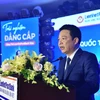 Tổng giám đốc LienVietPostBank Phạm Doãn Sơn phát biểu tại buổi lễ. (Ảnh: Vietnam+)