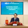 Ông Trần Long, Phó Tổng Giám đốc BIDV đại diện ngân hàng phát biểu ý kiến tại Diễn đàn. (Ảnh: Vietnam+)