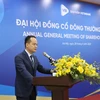 Ông Nguyễn Huy Quang - Chủ tịch Hội đồng quản trị Bảo hiểm VietinBank phát biểu tại Đại hội. (Ảnh: CTV/Vietnam+)