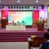 Lãnh đạo tỉnh Hậu Giang tổ chức họp báo về giải Marathon Quốc tế Vietcombank Mekong Delta Hậu Giang năm 2022. (Ảnh: Vietnam+)