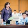 Thống đốc Ngân hàng Nhà nước Nguyễn Thị Hồng phát biểu tại phiên họp. (Ảnh: PV/Vietnam+)