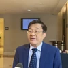 Tiến sỹ Nguyễn Quốc Hùng - Phó Chủ tịch kiêm Tổng thư ký Hiệp hội Ngân hàng Việt Nam trả lời phỏng vấn báo chí. (Ảnh: PV/Vietnam+)