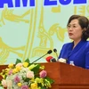 Thống đốc Ngân hàng Nhà nước Nguyễn Thị Hồng phát biểu tại hội nghị. (Ảnh: PV/Vietnam+)