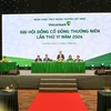 Ban Chủ toạ điều hành Đại hội đồng cổ đông thường niên Vietcombank năm 2024. (Ảnh: Vietnam+)