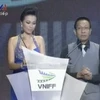 Hai MC Lại Văn Sâm và Ngô Mỹ Uyên tại lễ trao giải (Ảnh chụp màn hình)