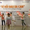 Các em nạn nhân chất độc da cam/dioxin Việt Nam biểu diễn trong buổi giao lưu. (Ảnh: Nguyễn Anh/ vietnam+)