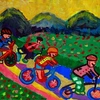 "Cuộc đua" trên tranh của em Trần Ngọc Thư, làng Birla
