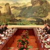 Cuộc hội đàm ba bên giữa lãnh đạo Trung Quốc, Nhật Bản và Hàn Quốc. (Ảnh: THX/TTXVN).