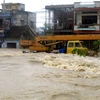 Cảnh ngập lụt tại Quy Nhơn ngày 3/11. (Ảnh: Viết Ý/TTXVN).