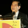 Chủ tịch nước Nguyễn Minh Triết phát biểu chúc Tết kiều bào. (Ảnh: Nguyễn Khang/TTXVN). 