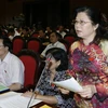 Đại biểu Quốc hội tỉnh Cao Bằng Nguyễn Thị Nương phát biểu ý kiến. (Ảnh: Thống Nhất/TTXVN)