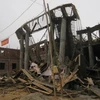 Trụ sở Huyện ủy Yên Sơn đang xây thì bị sập. (Ảnh: Vũ Quang Đán/Vietnam+)