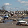 Cảnh tàn phá sau trận bão tại Tuscaloosa, bang Alabama ngày 28/4. (Ảnh: AFP/TTXVN)