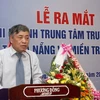 Tổng Giám đốc TTXVN Trần Mai Hưởng phát biểu khai mạc buổi lễ. (Ảnh: Trần Lê Lâm/TTXVN)