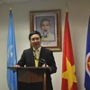 Bộ trưởng Ngoại giao Phạm Bình Minh phát biểu tại lễ khai trương. (Ảnh: Đình Thư/Vietnam+)