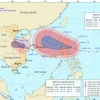 Vị trí và đường đi của bão Haitang. (Nguồn: Trung tâm Dự báo Khí tượng Thủy văn Trung ương).