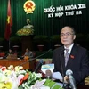 Chủ tịch Quốc hội Nguyễn Sinh Hùng đọc diễn văn khai mạc. (Ảnh: Nhan Sáng/TTXVN)