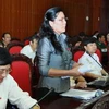 Đại biểu Quốc hội tỉnh Bắc Ninh Nguyễn Thị Thanh Hòa phát biểu ý kiến. (Ảnh: Doãn Tấn/TTXVN)