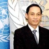 Đại sứ Lê Hoài Trung được bầu làm Phó Chủ tịch điều khiển hội nghị. (Ảnh: Hữu Trung/TTXVN)