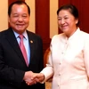 Chủ tịch Quốc hội Pany Zathotou tiếp ông Lê Thanh Hải. (Ảnh: Hoàng Chương/Vietnam+) 