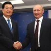 Chủ tịch Trung Quốc gặp Tổng thống Nga. (Nguồn: Xinhua)