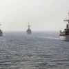 Các tàu của Mỹ tham gia cuộc tập trận. (Nguồn: AP)