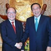 Chủ tịch Quốc hội Nguyễn Sinh Hùng đến chào Tổng Bí thư Đảng Nhân dân Cách mạng Lào, Chủ tịch nước CHDCND Lào. (Ảnh: Nhan Sáng/TTXVN)