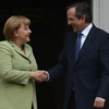 Thủ tướng Đức Angela Merkel và Thủ tướng Hy Lạp Antonis Samaras tại cuộc gặp ngày 9/10. (Nguồn: AFP/TTXVN) 